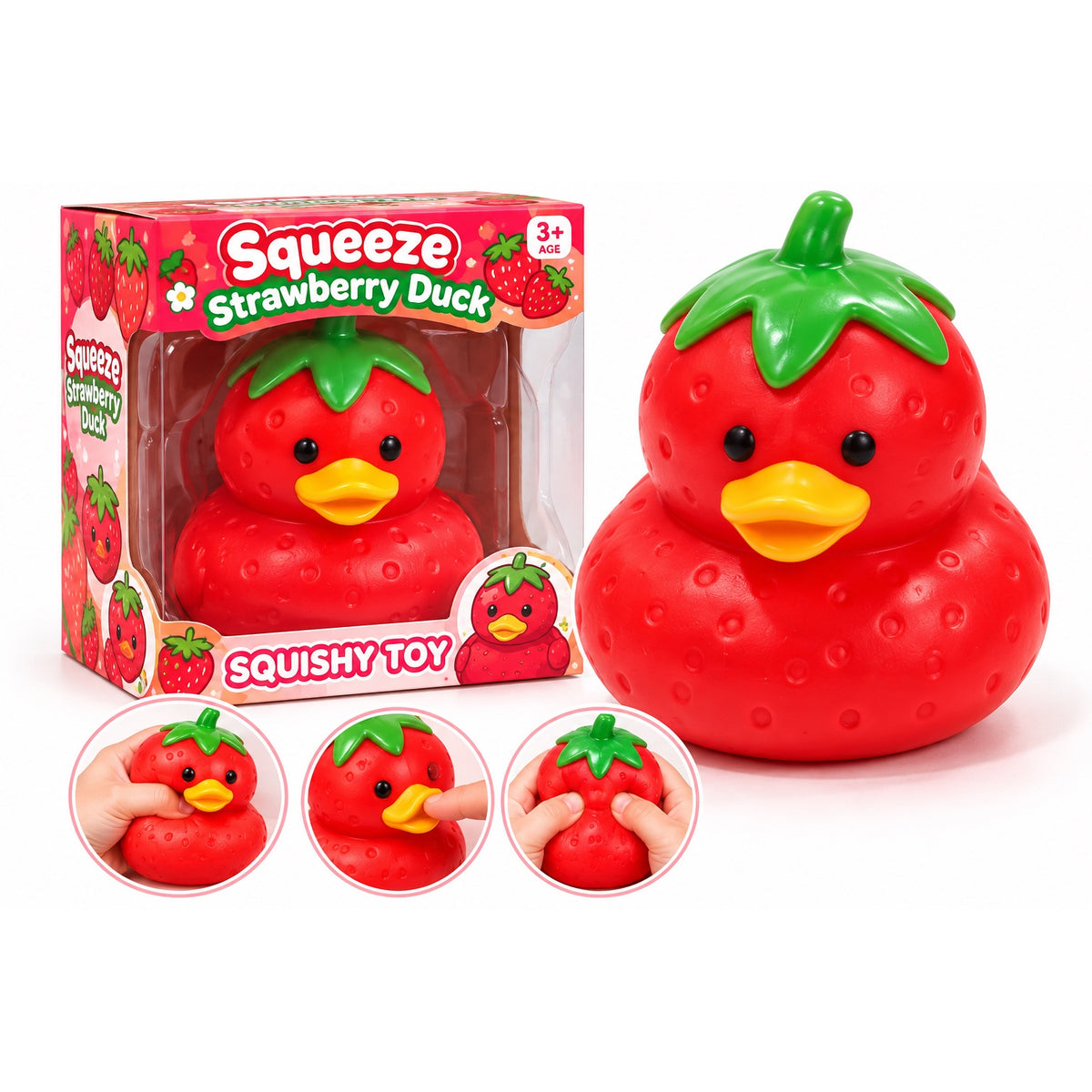 Jumbo Strawberry Duck Squishy
