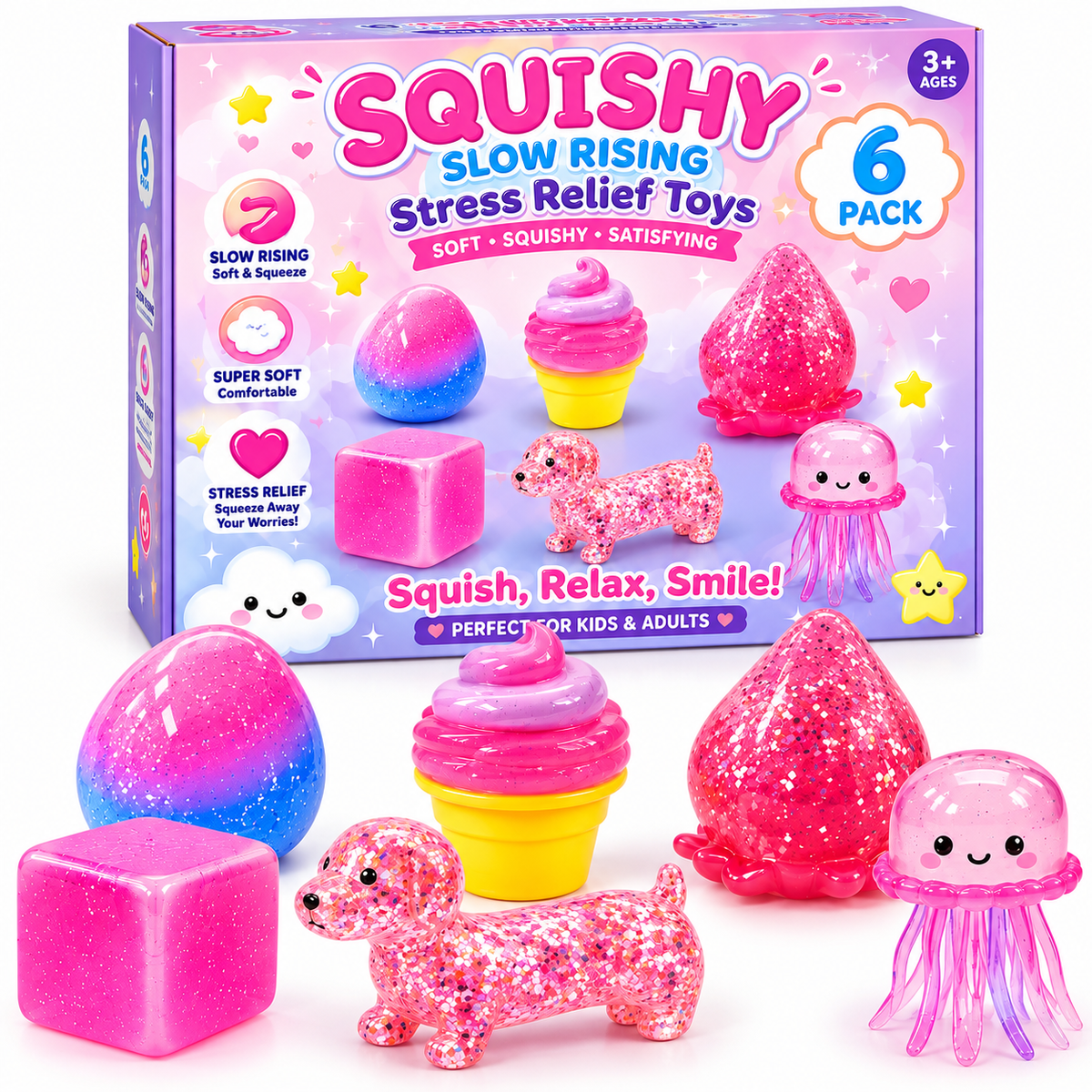 Slow Rising Squishy Set – 6 Pack